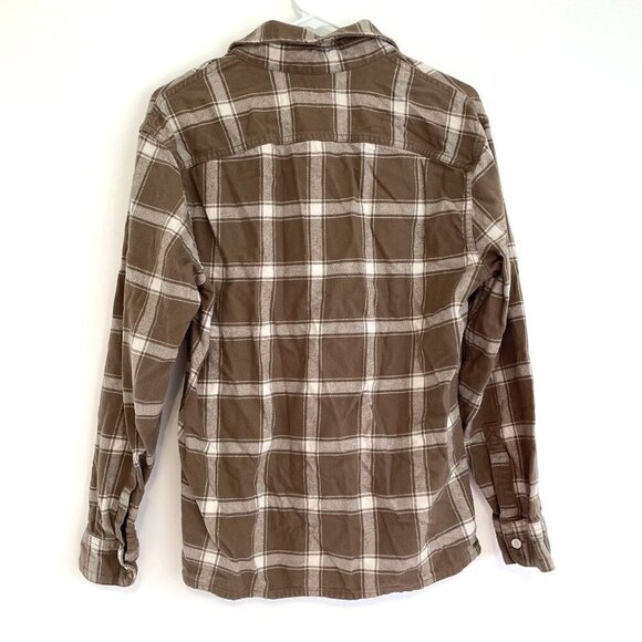 HOLLISTER HCO Mens Check Overshirt Brown White Plaid Flannel Button Down Cotton - Picture 10 of 14